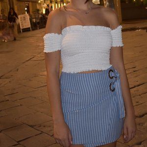 LF Striped Wrap Skirt